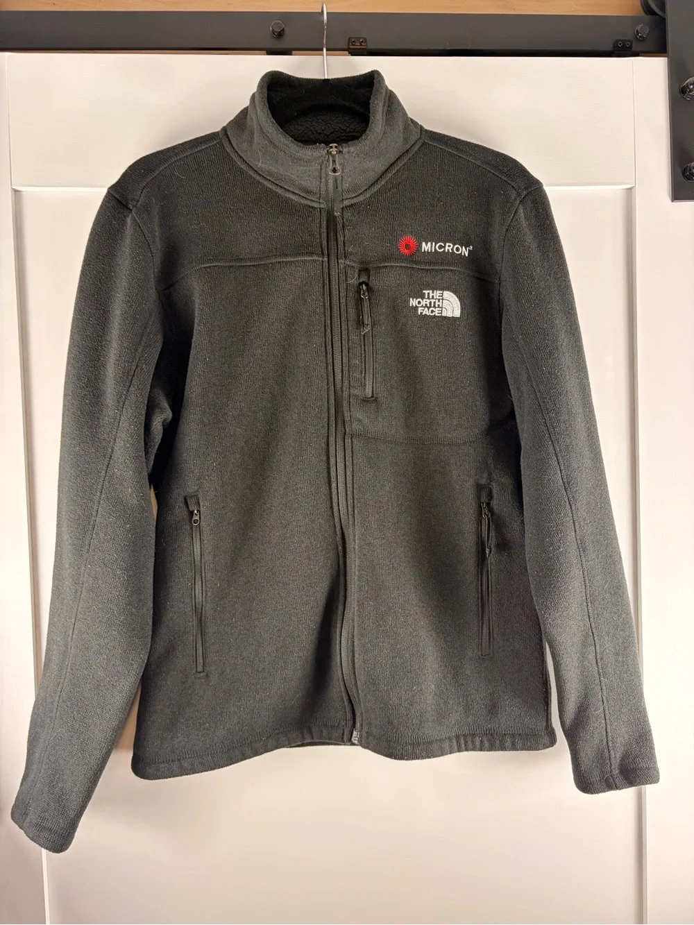 The North Face Micron Full Zip Fleece Jacket Black Logo Men’s S